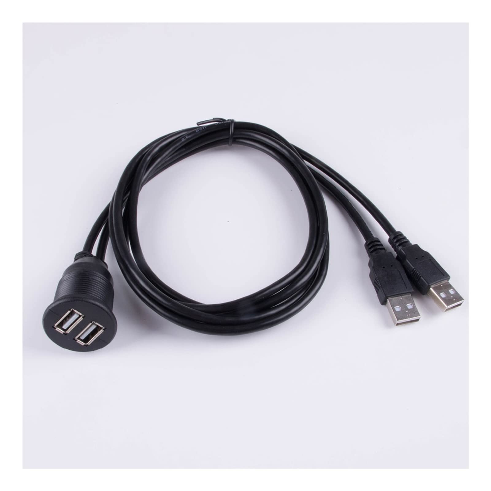 EVURU USB 2.0 2 Ports Dual Mount Cable -USB Extension Flush, Dash, Panel Mount Cable, Compatible with Car, Boat, Motorcycle and More