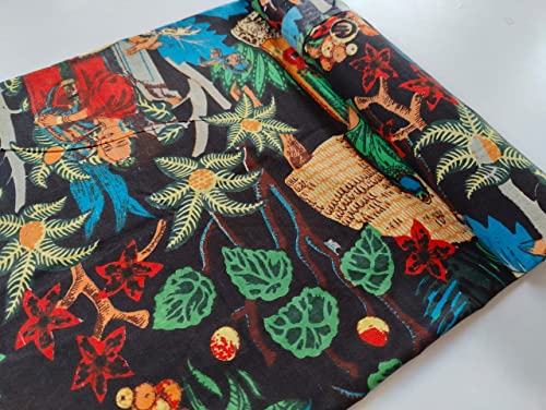 Image of Floral Printed Cotton Fabric Cloth Hand Block Print Fabric Women Material Running Jaipuri Hand Block Printed Women Dress Material Kurtis Natural 44 inch Inches Width 2.5 Meter (Pattern 16)