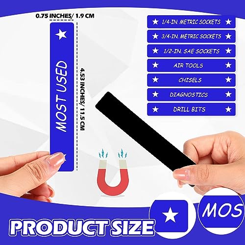 Image of Tenare Magnetic Tool Box Labels, 66 Pcs Toolbox Drawer Labels for Steel Chests, 4.5 x 0.75 Inch Organizer Magnets for Cabinets and Garage Storage(Blue)