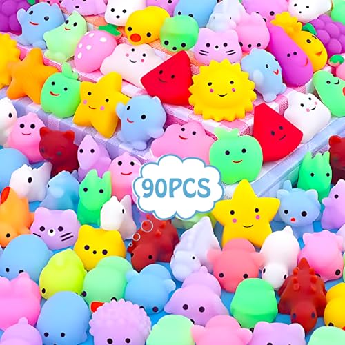 POWLYB 90 Stück Squishies Kawaii Soft Silikon Spielzeug Anti , Mini Soft...