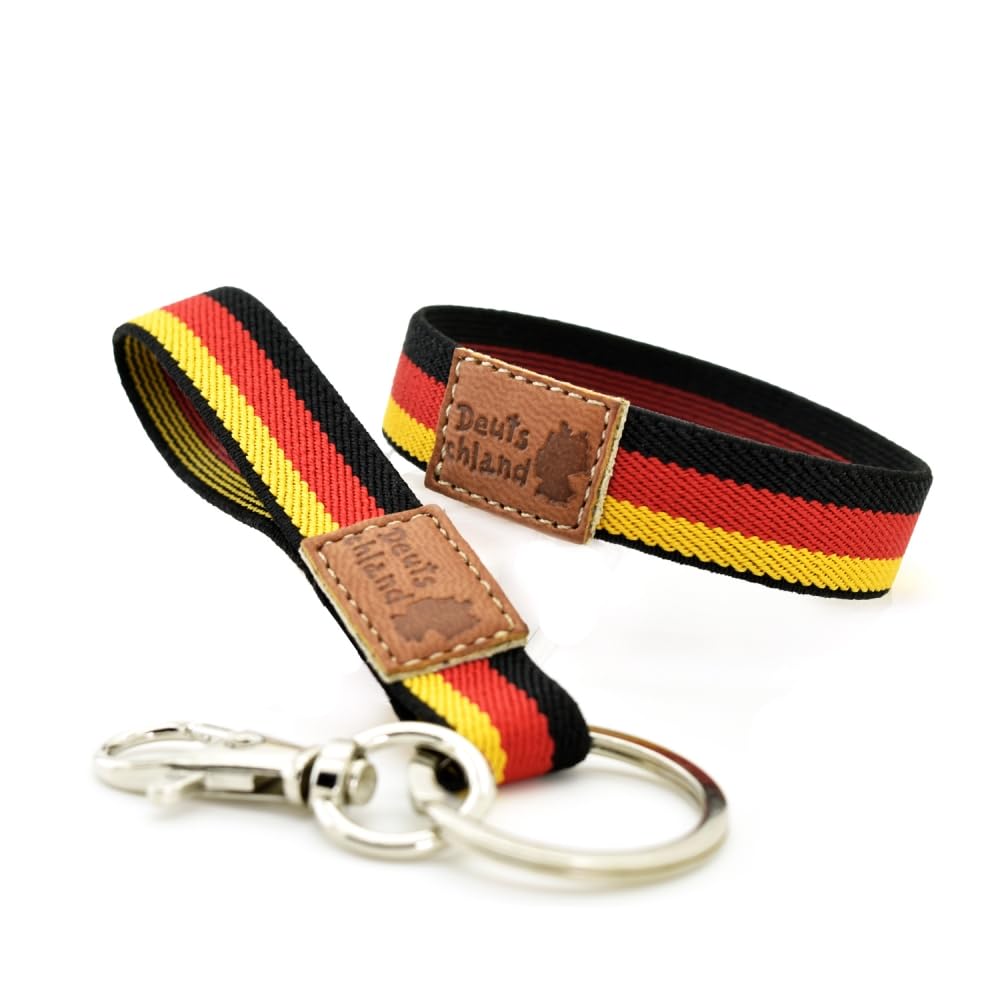 BDM Germany Bracelet, Elastic Germany Flag Bracelet for Men and Women, German Bracelet with Leather Stamp