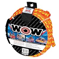 Wow Sports Wow World of Watersports, 11-3010, Tow Rope up to 4 Riders, 60 Feet, 4100 Pounds Break Strength, Floating Foam Buoys by