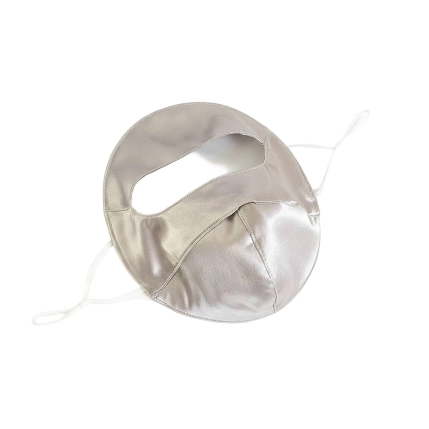Ear Loops Full-Face Silk Mask Satin-Like Finish Double-Layer Silk Mask Eye Opening Wearable Accessory Breathable, Gray, Silk Face Cover-image-12