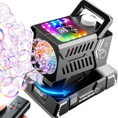 Bttyu Bubble Machine Remote Control,Auto Rotation & 11 RGB Lights