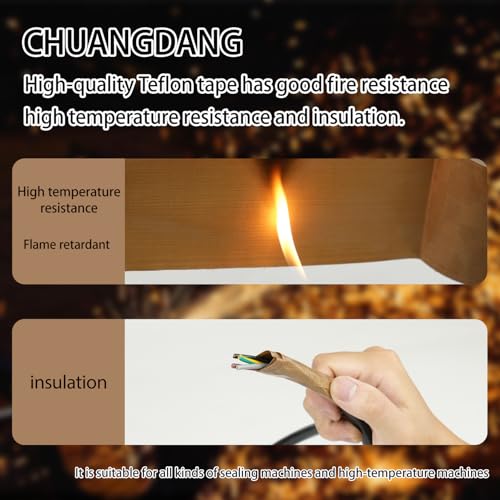 Image of Teflon Glass Cloth Tape,1''x 33ft x 0.18mm,PTFE Coated Fiberglass Adhesive Tape,High Temperature PTFE Tape for Vacuum Sealer Machine,Hand Impulse Sealers Insulation,Low Friction Tape,Squeak Resistant