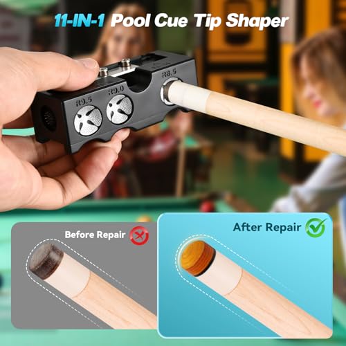 Darivefish 11-in-1 Pool Cue Tips Shaper, Pool Cue Tips Replacement Kit, Pool Cue Repair Kit for Billiard Enthusiasts — view 4