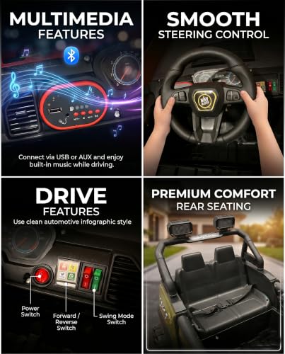 Image of Wishmaster 4x4 Driving EV Cars for 1, 2, 3, 4, 5, 6 Years | Remote + Steering + Mobile App Control | Kids Jeeps (Medium Size F-Raptor [1-8 Year Kids]