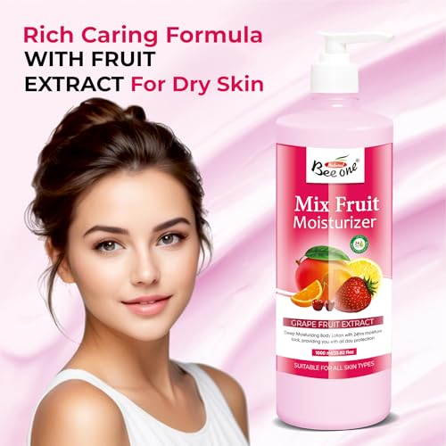 Image of Beeone Mix Fruit Moisturizer 1000 ml | Enriched with Grape Fruit Extract | Deep Moisturizing Body Lotion with 24Hr Moisture Lock | Hydrates & Softens Dry Skin | Suitable for All Skin Types