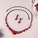 EVER FAITH Women's Austrian Crystal Luxury Ball Prom Floral Waterdrop Necklace Earrings Set Red Black-Tone