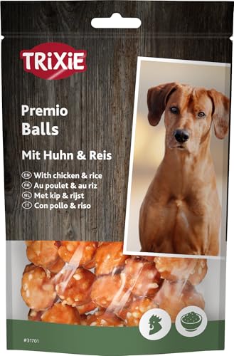 TRIXIE Premio Balls avec poulet & riz - 77 % de viande - boules pratiques pour récompenser pendant l'entraînement et les promenades - 80 g - 31701