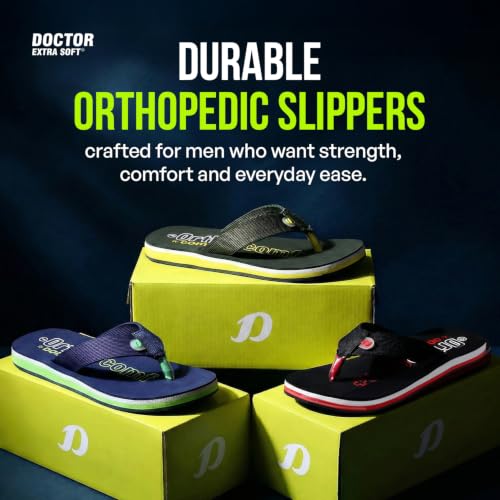 Image of DOCTOR EXTRA SOFT Men's Orthopedic Tpr Slippers With Cushion Footbed For Adult|Stylish & Anti-Skid|Comfortable & Light Weight|Casual Durable Waterproof Everyday Dr. Home Flip Flops Gents & Boys D-36