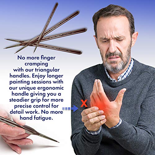 Micro Paint Brush Detail Set - Fine Paintbrush 4Pc Round Size 0000 (4/0) For Line Brush Art Or Miniature Painting. Professional Artist Kit For Acrylic, Watercolor, Oil, Models, Paint By Numbers Small #TOP1