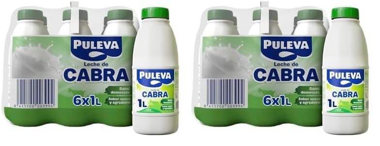 Leche de Cabra Semidesnatada Puleva botella 1L - Pack 6 unidades (Paquete de 2)