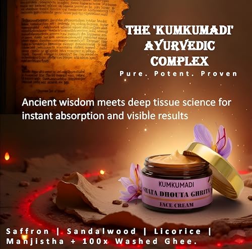 Image of Shata dhauta ghrita | kumkumadi face cream | under eye cream for dark circles | night cream for women | gheesutra face emulsion | glow moisturizer for face | 50g