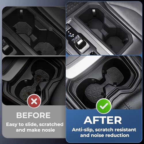 Image of 1st & 2nd Row Cup Holder Inserts for Toyota RAV4 2026, Center Console Interior Accessories Front & Rear Cup Holders Covers Protector for 2026 RAV 4, Black