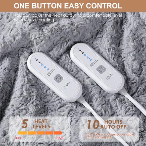 Dowin Electric Blanket King Size -Faux Fur Heated Blanket 90x100 Inches - image 3