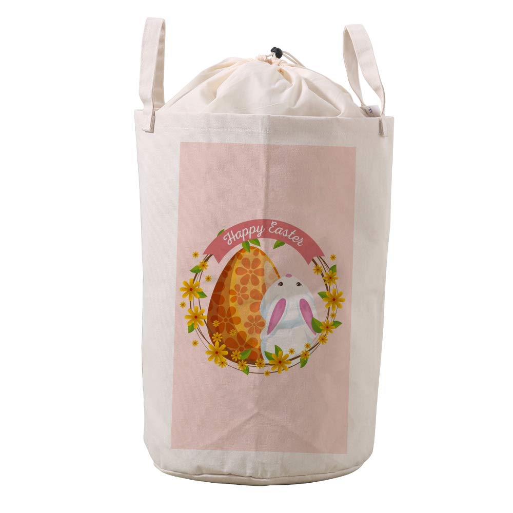 Sac à linge de salle de bain en lin avec cordon motif chrysanthème
