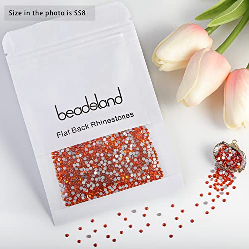 Image of Beadsland 2880pcs Flat Back Crystal Rhinestones Round Gems for Nail Art and Craft Glue Fix, Orange,SS8,2.3-2.5mm