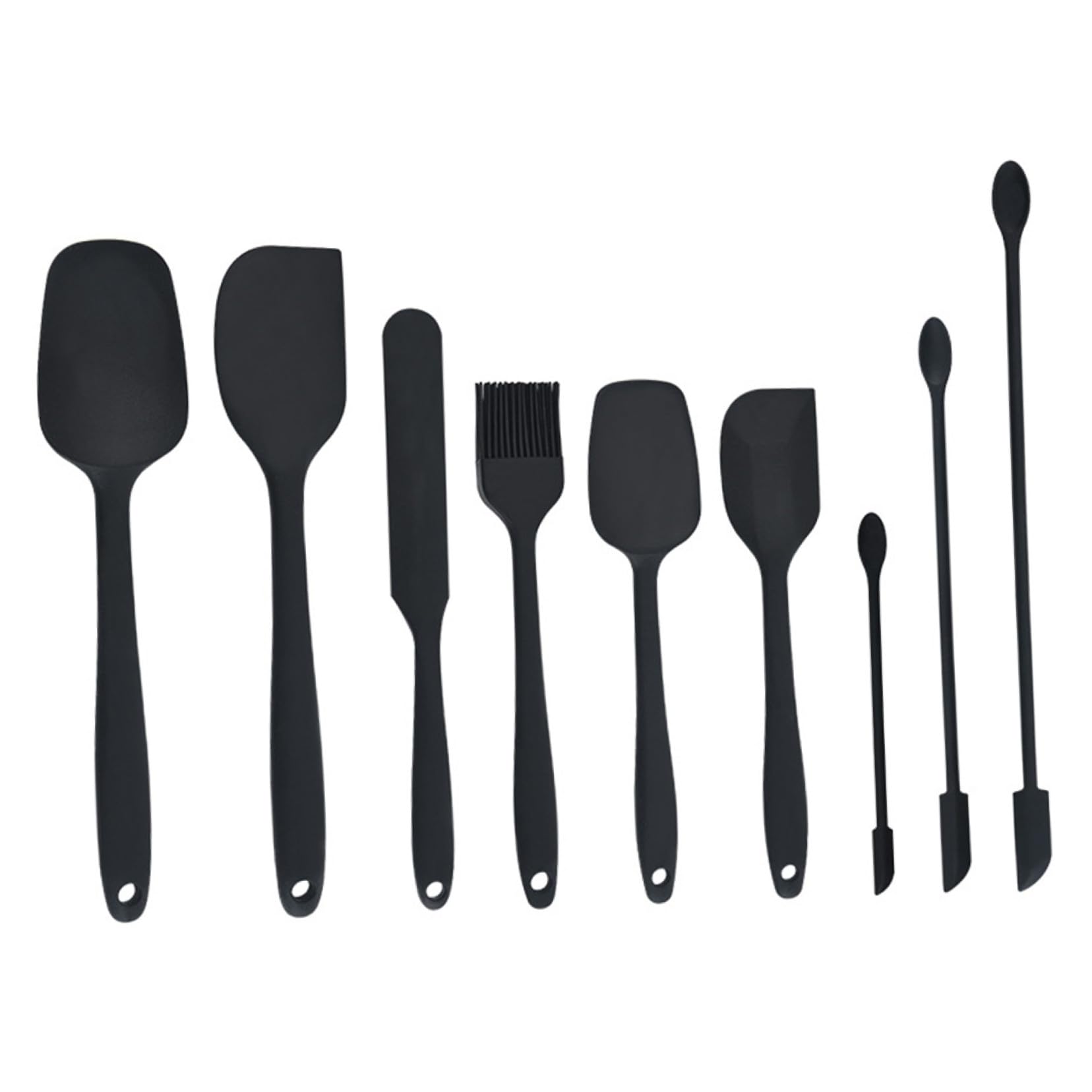 de Espátulas de Silicona para Raspar Mermelada y Crema Juego de 9 Piezas Negro Utensilios de Cocina para Repostería y Mezcla Eficaz