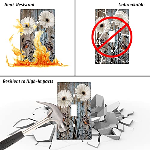 Farmhouse Rustic Light Switch Cover 1-Gang Togglewood Floral Decorative Wall Plate Electrical Outlet Cover For Home Bathroom Bedroom Decor #TOP3