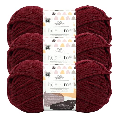 Image of Lion Brand Yarn, Hue + Me Chunky Yarn for Crocheting, Knitting, and Crafts, Gamay, 3 Pack