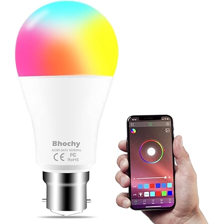 12W Bluetooth Colour Changing Light Bulb B22 RGBW Controlled by App, 85 Watt Equivalent,Bayonet Smart 16 Million Colours, Group Control - Sync to Music, 1 Pack