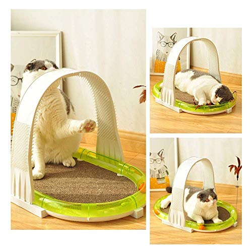 Brinquedo Gatos 4 em 1 = Arranhador + Túnel de bolinhas + Vareta com penas + Arco massageador
