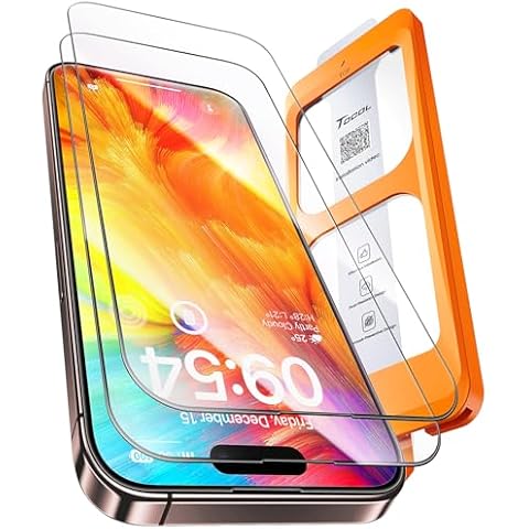 TOCOL for iPhone 16 Pro Max Screen Protector, [Military Grade Shatterproof] [9H Hardness] HD Tempered Glass for iPhone 16 Pro Max Full Coverage Screen Protector, Easy Installation, 2 Pack Cover