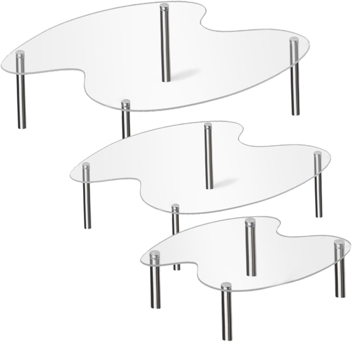 3Pcs Acrylic Cake Display Stand Stackable Tiered Stands for Desserts Cupcakes and Handicrafts Compact and Fashionable Storage for Home Decor