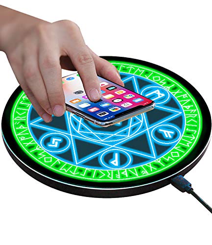 Wireless Charger Magic Qi 10W Wireless Charging Pad,7.5W Compatible with iPhone 11/11 Pro/11 Pro Max/Xs Max/XR/XS/X/8/8 Plus,10W Fast Charging S10/S10+/S9/S8/Note 10/10+/9/8 BGreen (No AC Adapter)