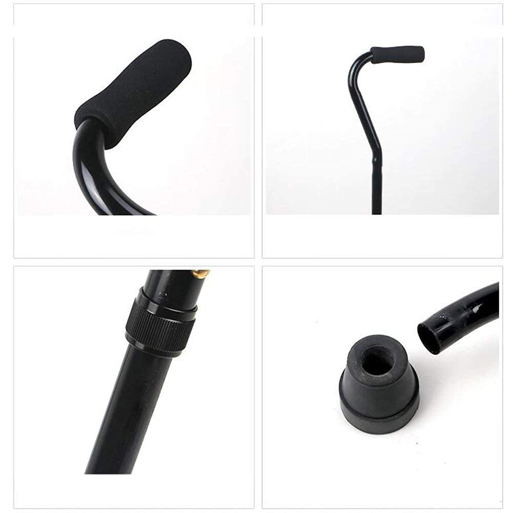 bastón telescópico de Aluminio de Aluminio Regulable en Altura Asistencia médica con Base Grande 4 Patas Negro Vision