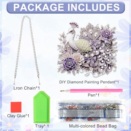 Image of Oversized Peacock Diamond Painting Hanging Ornament Kit for Adults | 5D Special Shape Diamond Art Hanging Kits for Adults, Acrylic Diamond Art Suncatcher Kits, Window Wall Home Decor