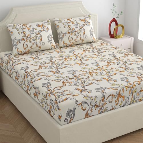 Image of Home Ecstasy Microfiber Wrinkle & Fade Resistant King Bedsheet with 2 Pillow Covers - (Size 108 x 108 inches, 140TC, Colour -Beige
