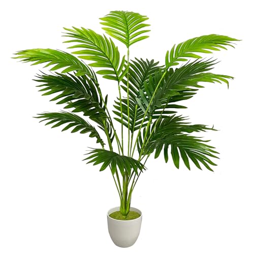 Zelihrdu Piante Artificiali Interno Realistiche, Pianta Artificiale Albero da Esterno, Grandi Piante Finte con Vaso Decorazioni per Casa Ufficio Soggiorno Balcone (80cm Palma Verde)