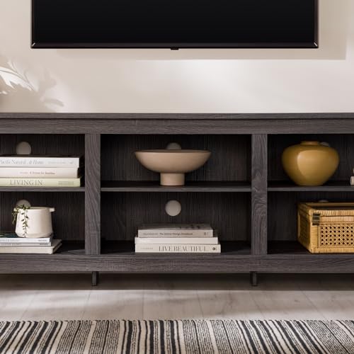 Walker Edison Wren Classic 6 Cubby TV Stand for TVs up to 80 Inches, 70 Inch, Charcoal image 4