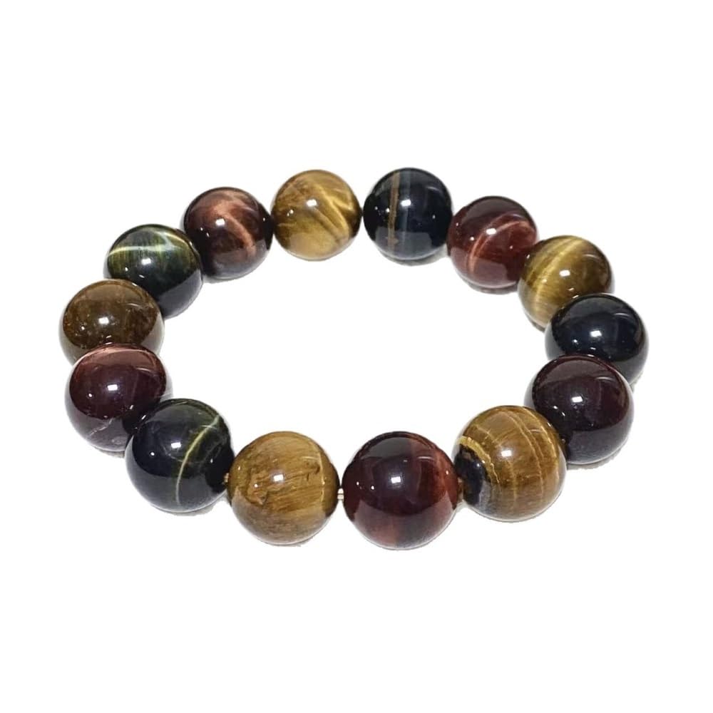 YOPI Bracciale in pietra naturale occhio di tigre tricolore - Gioielli in cristallo curativo for equilibrio e protezione