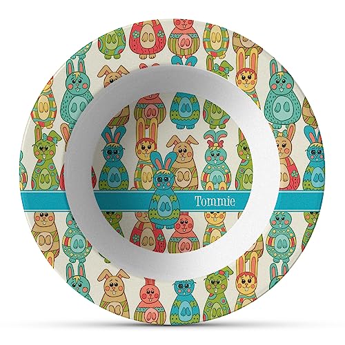 Personalized Fun Easter Bunnies Plastic Bowl - Microwave Safe - Composite Polymer