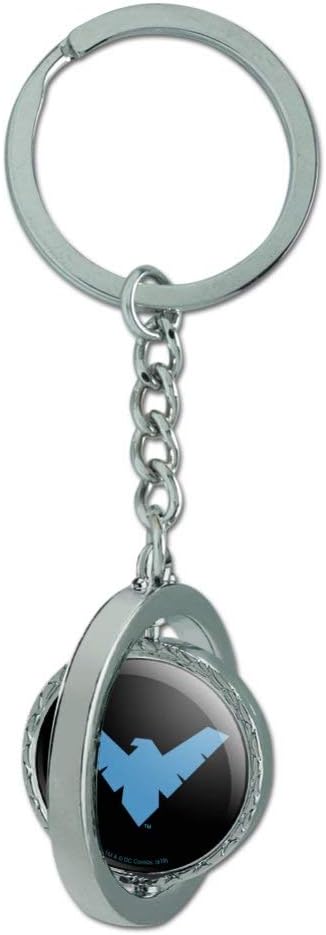 Batman Nightwing Logo Keychain Spinning Round Chrome Plated Metal : Clothing, Shoes & Jewelry