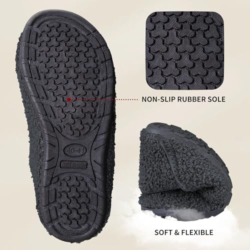 Women's Men's Fuzzy Fur Slippers Casual House Shoes Non Slip Barefoot Slipper Socks Warm Closed Back Indoor Outdoor Shoes4