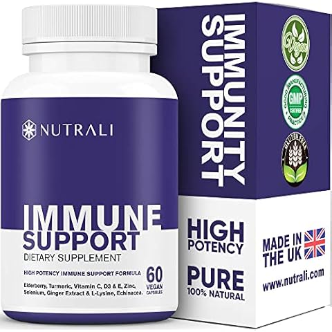 Nutrali Immune Support Supplement - Vitamin C, Zinc, Elderberry Extract, Vitamin D and Antioxidants - Natural Immune System Booster Capsules - Vegan and Gluten Free Vitamins for Immune System Defence Cover