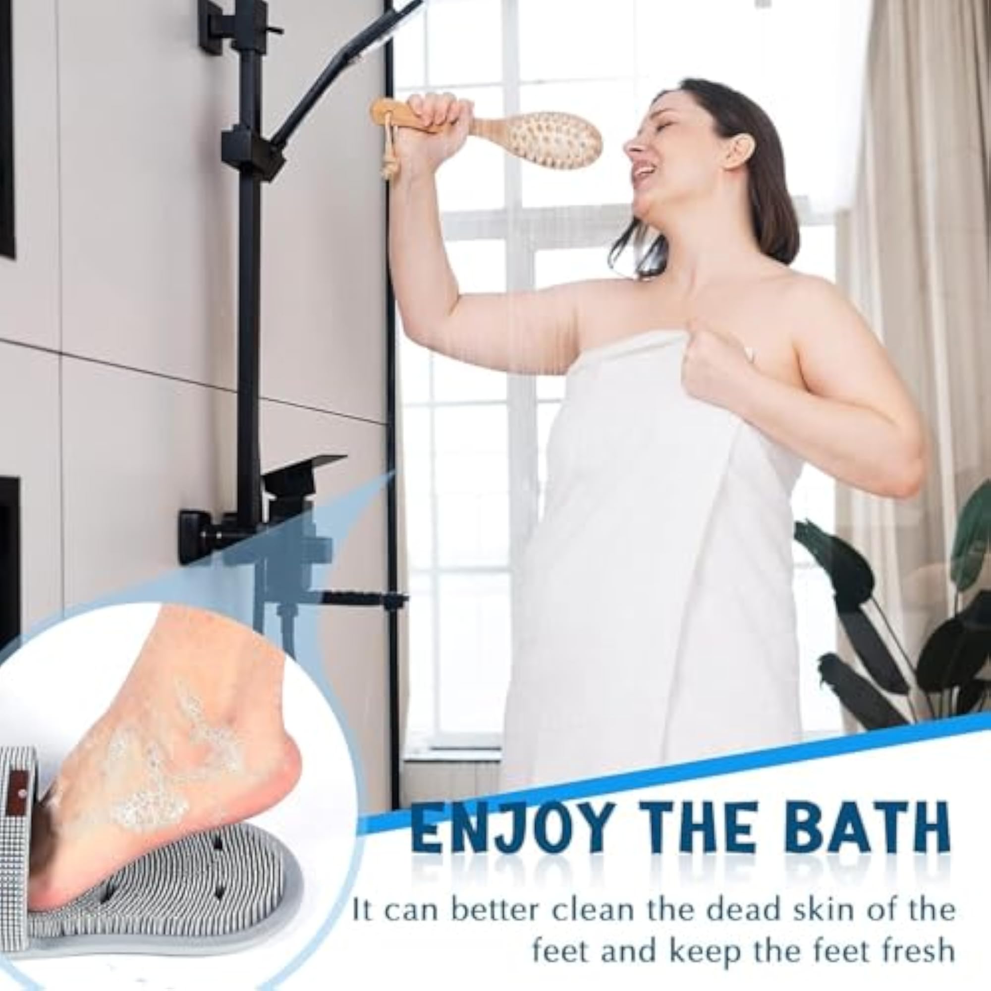 1 Pc Shower Foot Scrubber with Soft Silicone Bristles