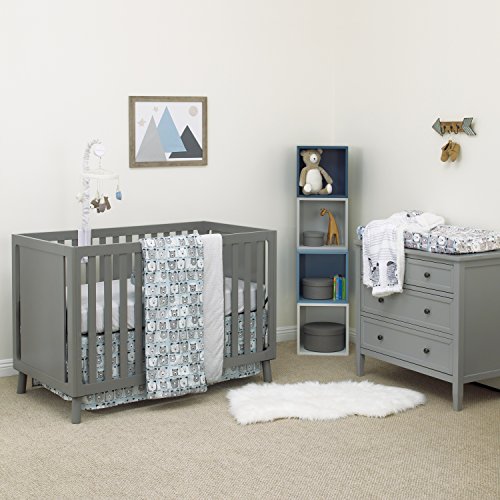 Dwell Studio Bear Hugs Nursery Crib Musical Mobile, Blue/Gray/White Bear/Mountains