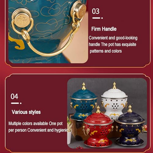 Olla tradicional china de cobre esmaltado para fondue miniatura 4