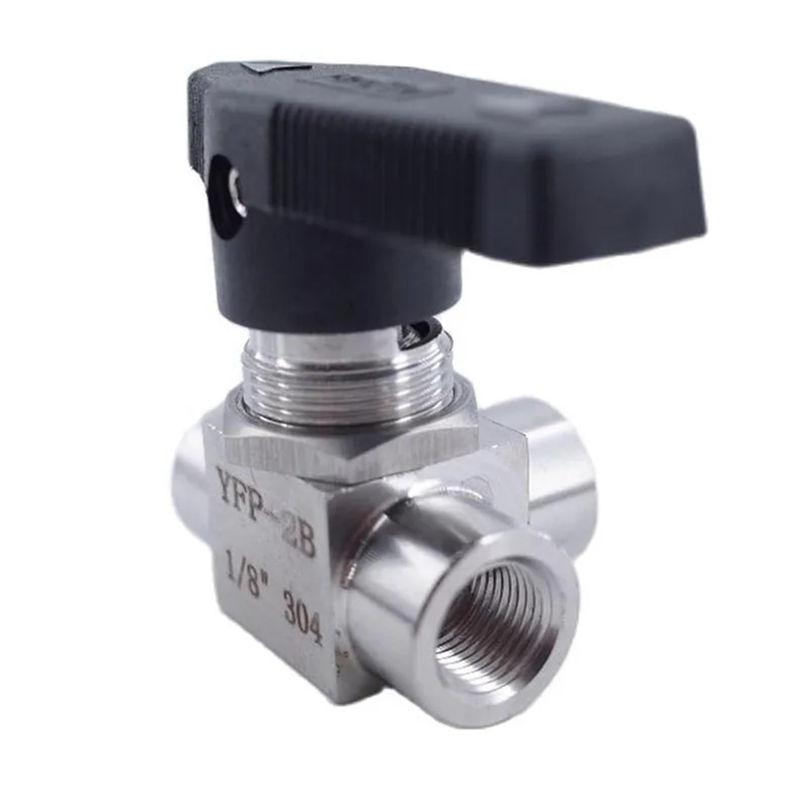 Vanne à bille en T femelle inox 304 pour dérivation de circuit hydraulique G 1/8