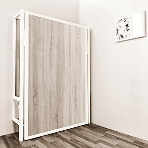 Monarka Cama abatible Vertical Modelo E-LOGIT (90x180 cm, Estructura Metálica en Blanco)