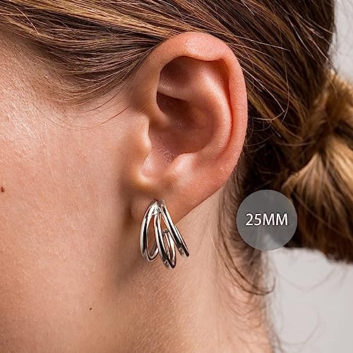 Image of Chunky Gold Hoop Earrings for Women, 14k Gold Plated Thick Triple Hoop Earrings Hypoallergenic Trendy Chunky Gold Hoops Earrings Dainty Jewelry Gifts for Women
