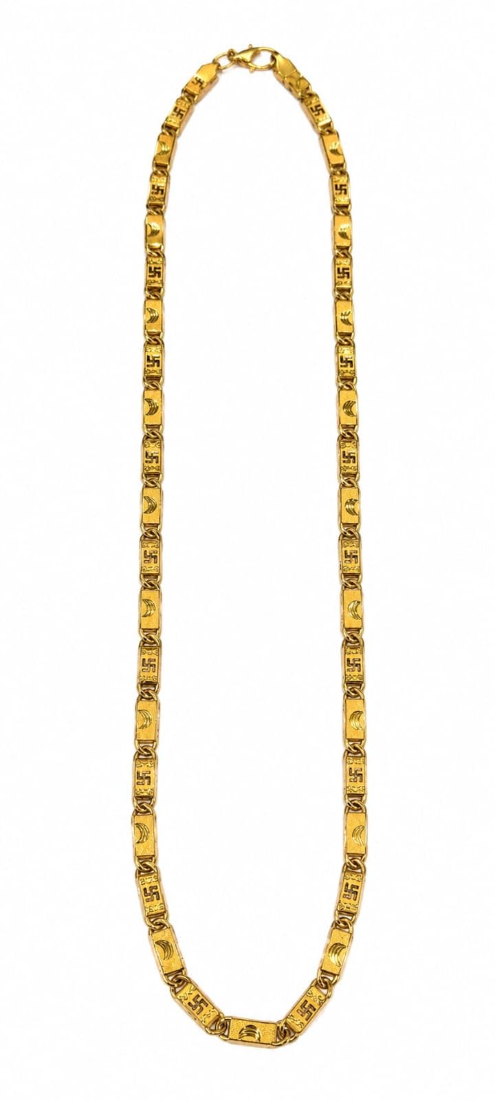 Gold-Toned Swastik Engraved Link Chain Necklace for Men-image-39
