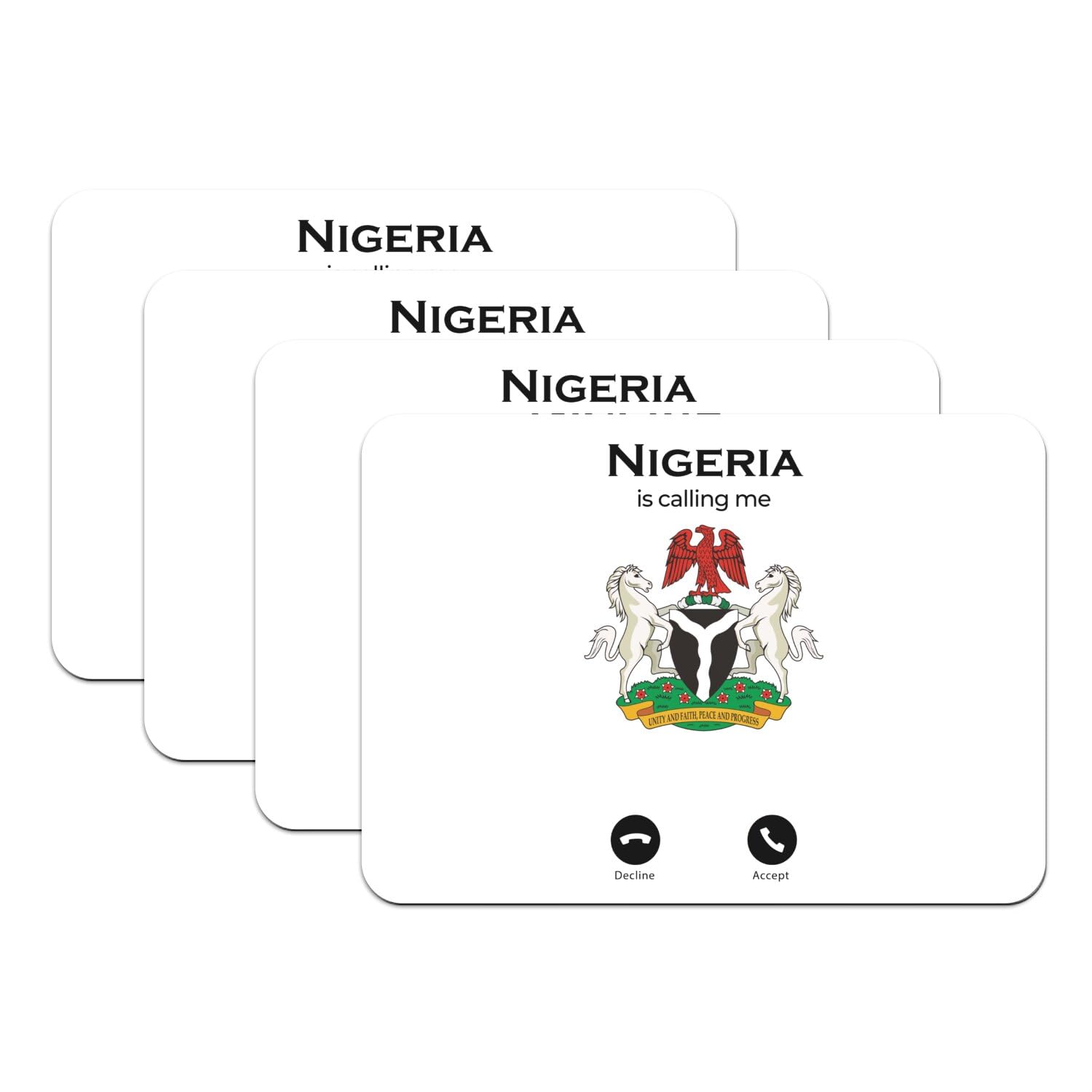 Set de table Nigeria Coat of Arms blanc lot de 4 grands dessous en caoutchouc 39,5x28,5 cm