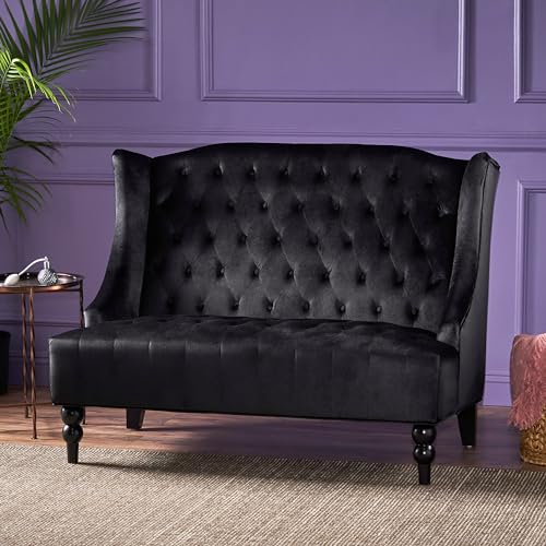 Merax Loveseat Sofa, Classic 2 Seater Couch for Living Room Bedroom Office, Black