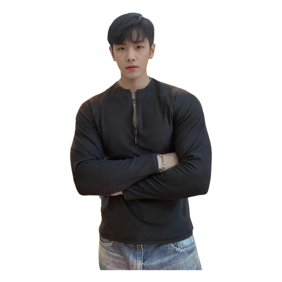 Camiseta Manga Larga Hombre Otoño E Invierno Fit De Vellón Fanado Baode Caliente High Elástico Cuello Reductor Copa para Hombres-marrón Claro-XXXL